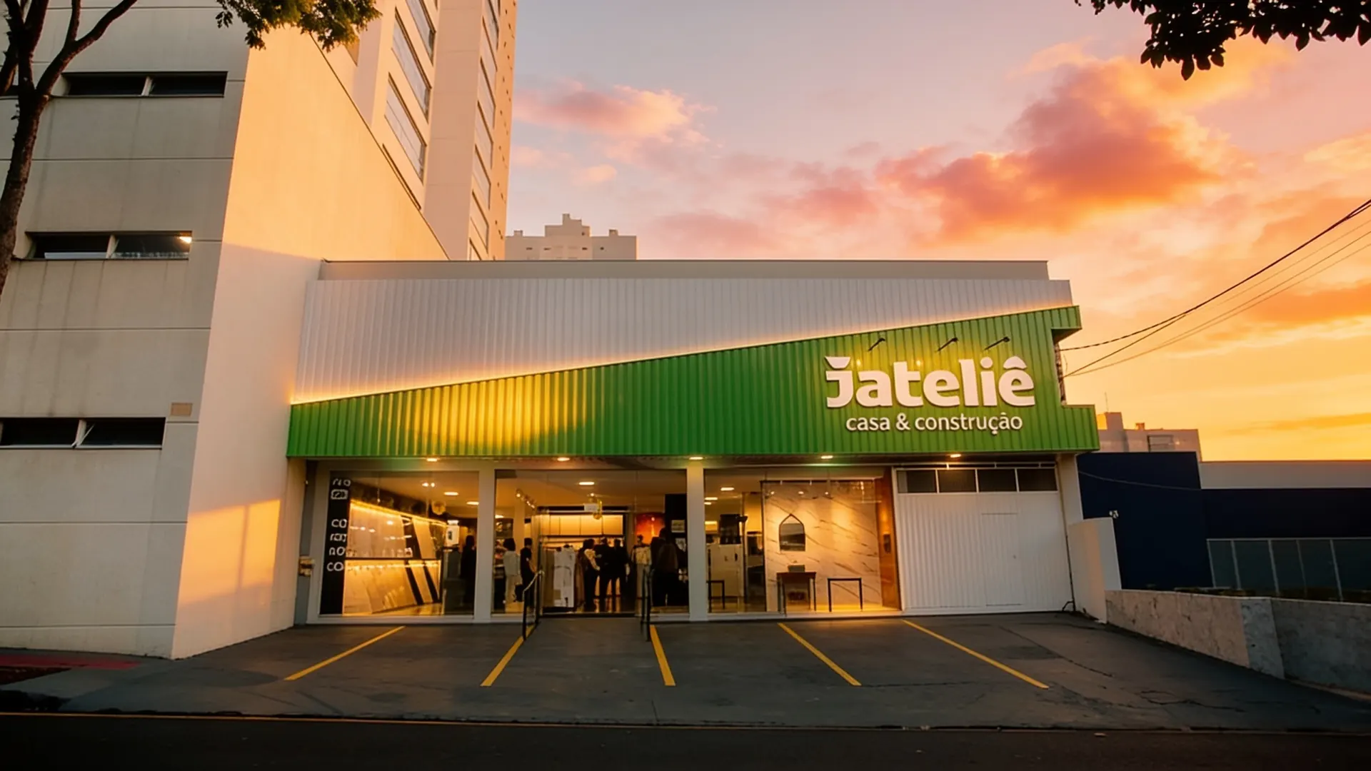 Jateliê Casa & Construção em Arapongas ao entardecer
